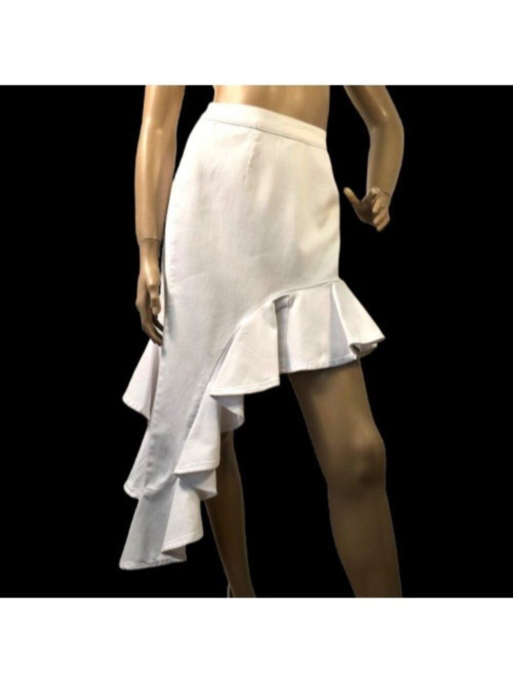 Venus Cocktail Skirt High Waist Asymmetrical Cascading Flounce Ruffle Hem Size 8